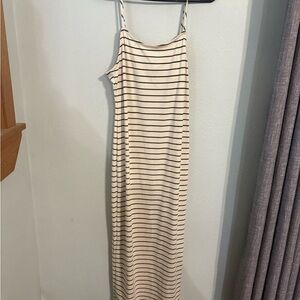 Gilli Cream and Black Striped Midi Dress